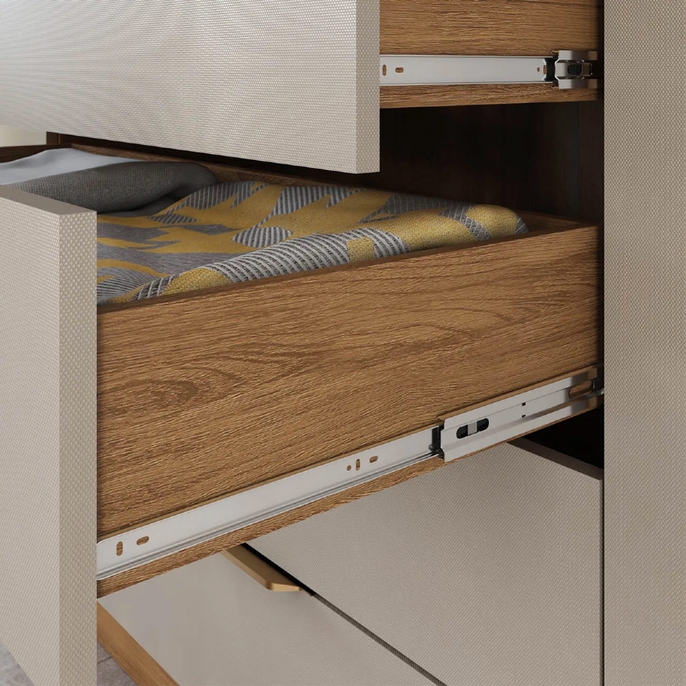 Guarda Roupa Casal 262cm Com Espelho Giard D02 Amêndola/Nude - Mpozenato