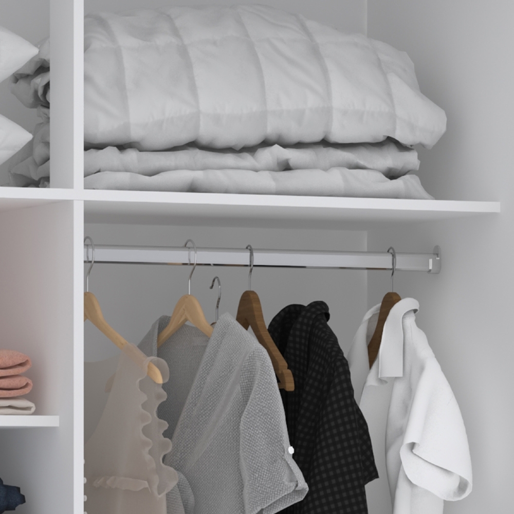 Guarda Roupa Casal Modulado CP07 Taiga Branco L01 - Mpozenato