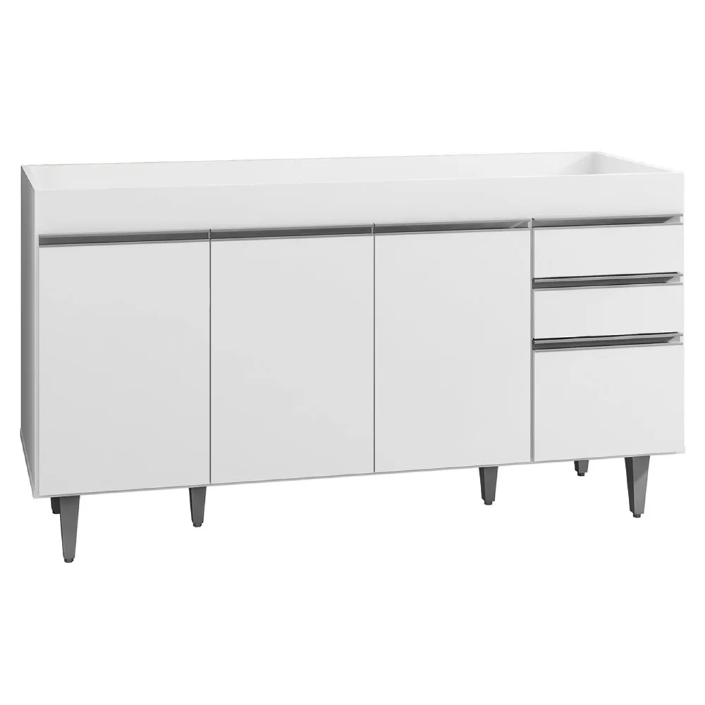 Balcão Gabinete para pia sem Tampo 150cm Marrocos Branco - Lumil