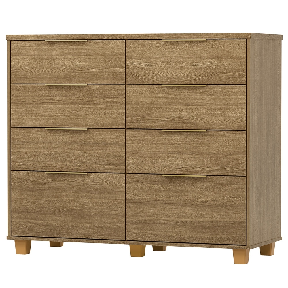 Cômoda Quarto 121cm 8 Gavetas Delmont Nature V02 - Mpozenato