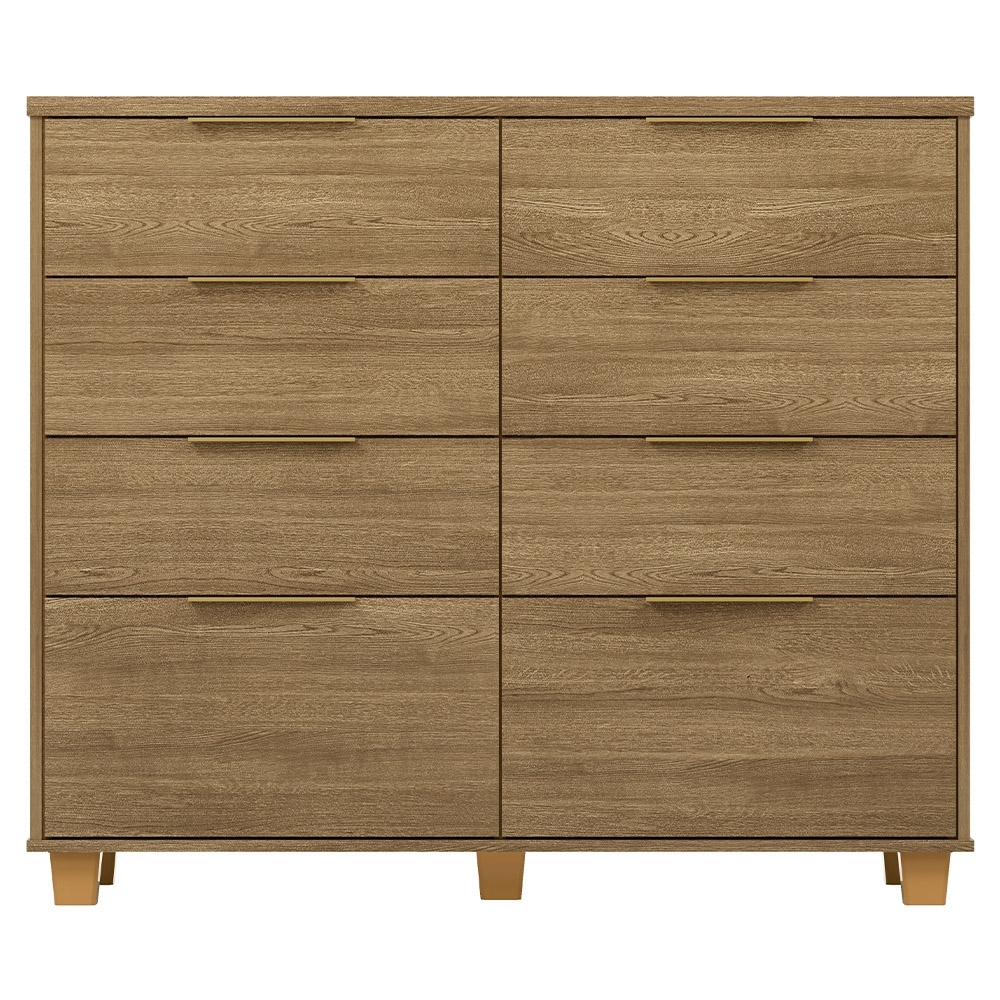 Cômoda Quarto 121cm 8 Gavetas Delmont Nature V02 - Mpozenato