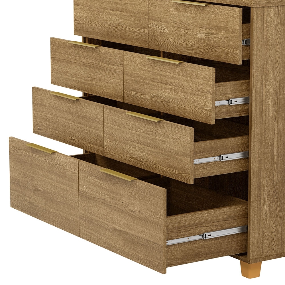 Cômoda Quarto 121cm 8 Gavetas Delmont Nature V02 - Mpozenato