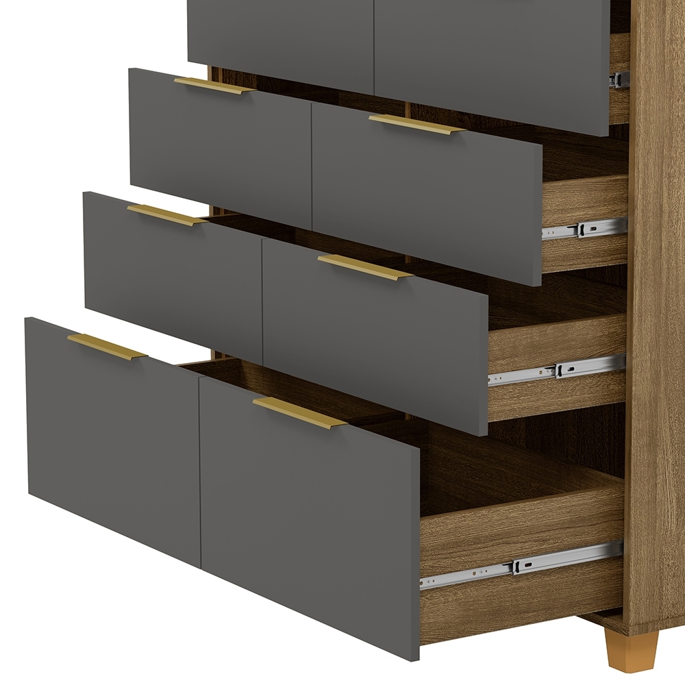 Cômoda Quarto 121cm 8 Gavetas Delmont Nature/Alasca V02 - Mpozenato