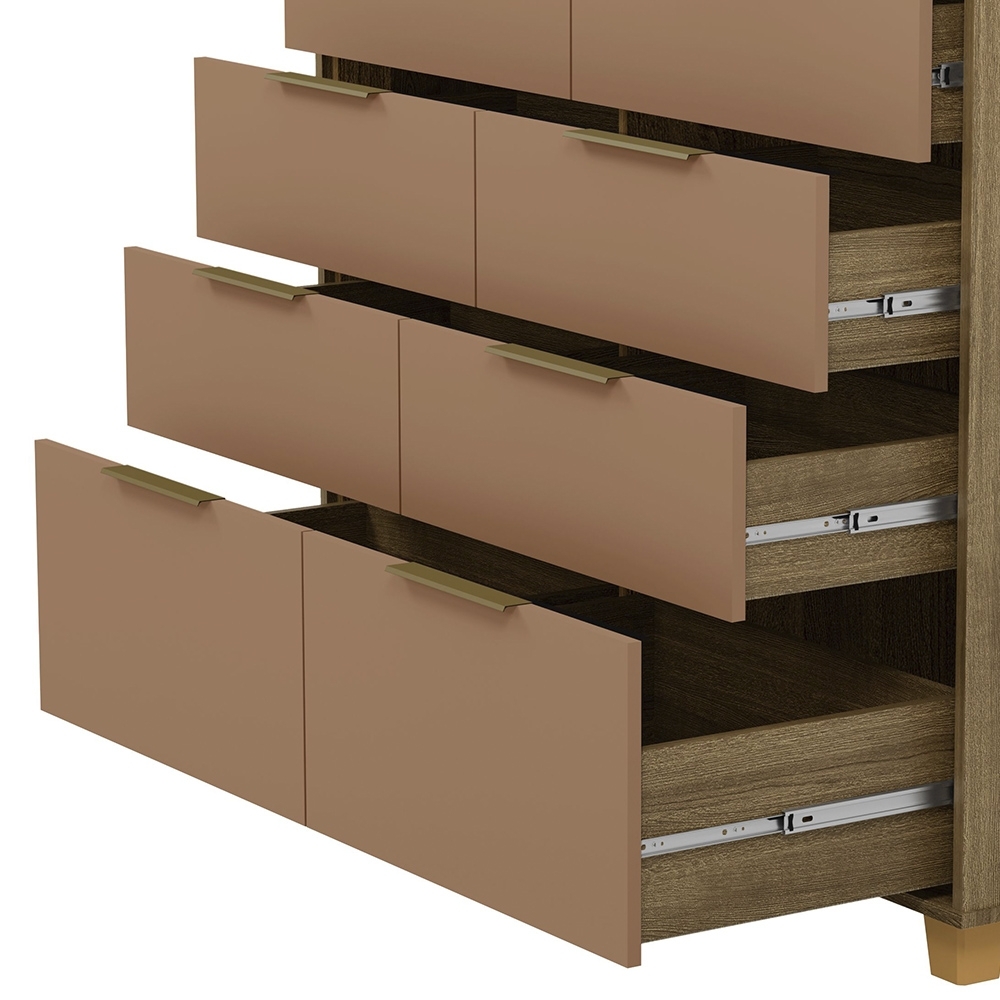 Cômoda Quarto 121cm 8 Gavetas Delmont Nature/Camarim V02 - Mpozenato