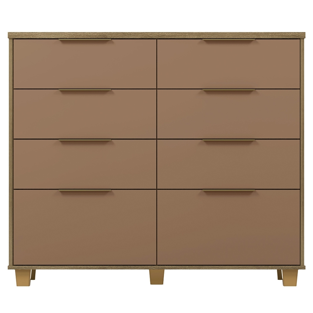 Cômoda Quarto 121cm 8 Gavetas Delmont Nature/Camarim V02 - Mpozenato
