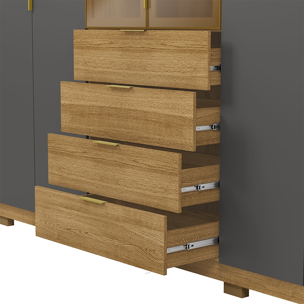 Guarda Roupa Casal 260cm Vidro Reflecta Vonn Nature/Alasca V02 - Mpozenato