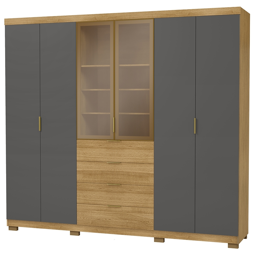 Guarda Roupa Casal 260cm Vidro Reflecta Vonn Nature/Alasca V02 - Mpozenato