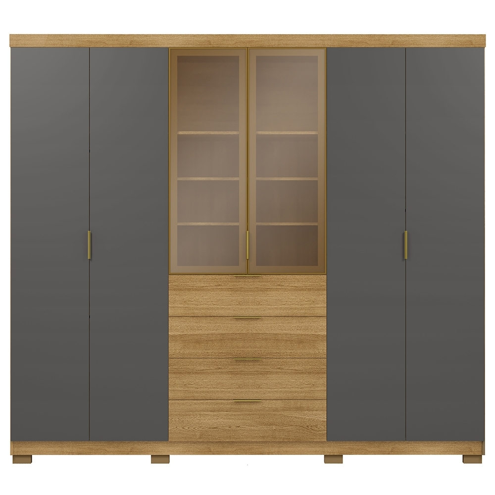 Guarda Roupa Casal 260cm Vidro Reflecta Vonn Nature/Alasca V02 - Mpozenato