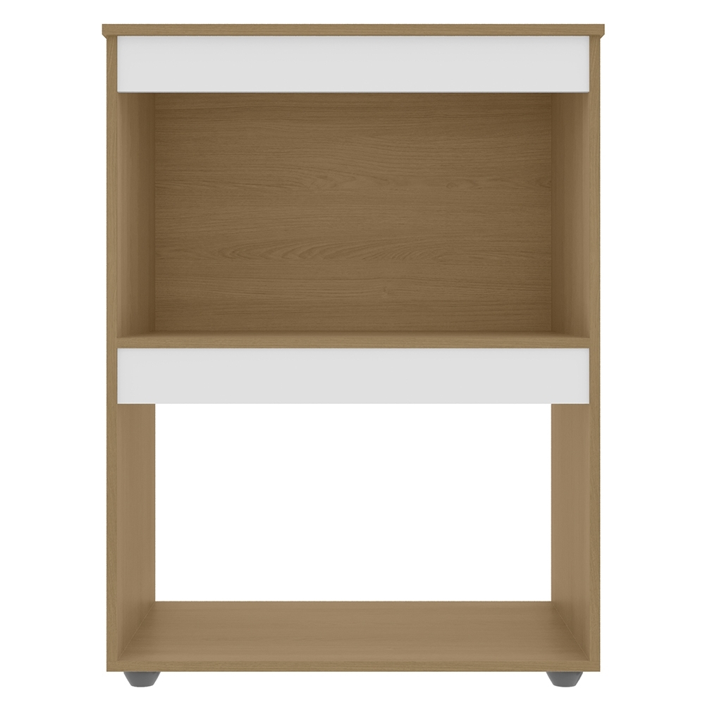 Balcão Para Cooktop e Forno Microondas 75cm Adriana Amêndoa/Branco - AJL Móveis