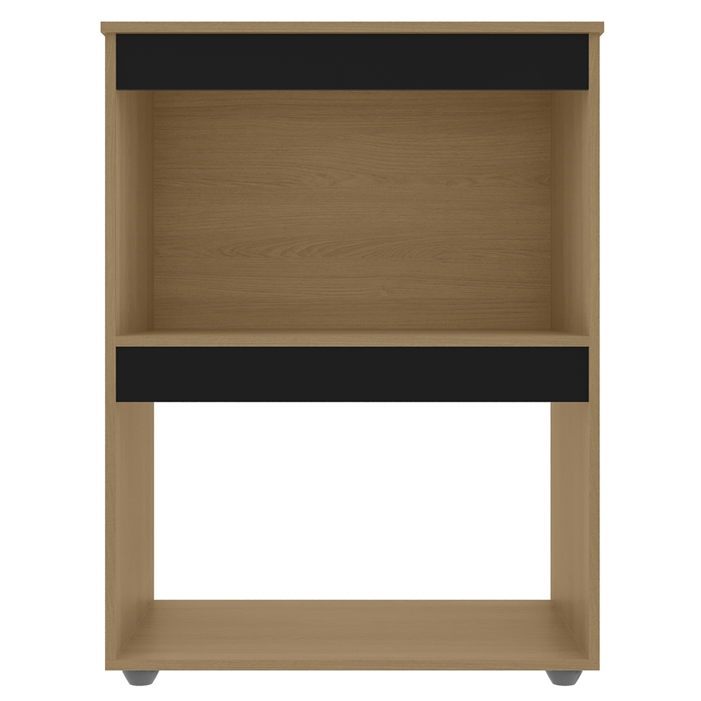 Balcão Para Cooktop e Forno Microondas 75cm Adriana Amêndoa/Preto - AJL Móveis