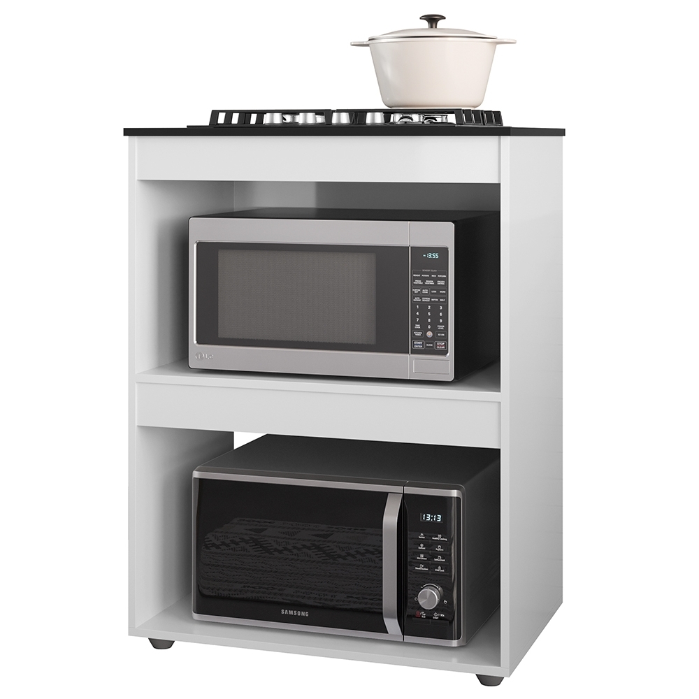 Balcão Para Cooktop e Forno Microondas 75cm Adriana Branco - AJL Móveis