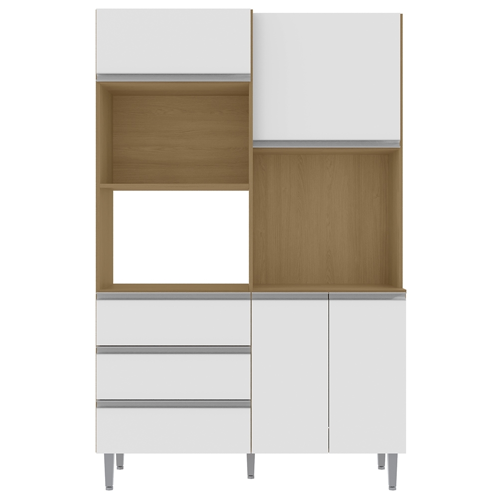 Armário de Cozinha Compacta 120cm 4 Portas Livia Amêndoa/Branco - AJL Móveis