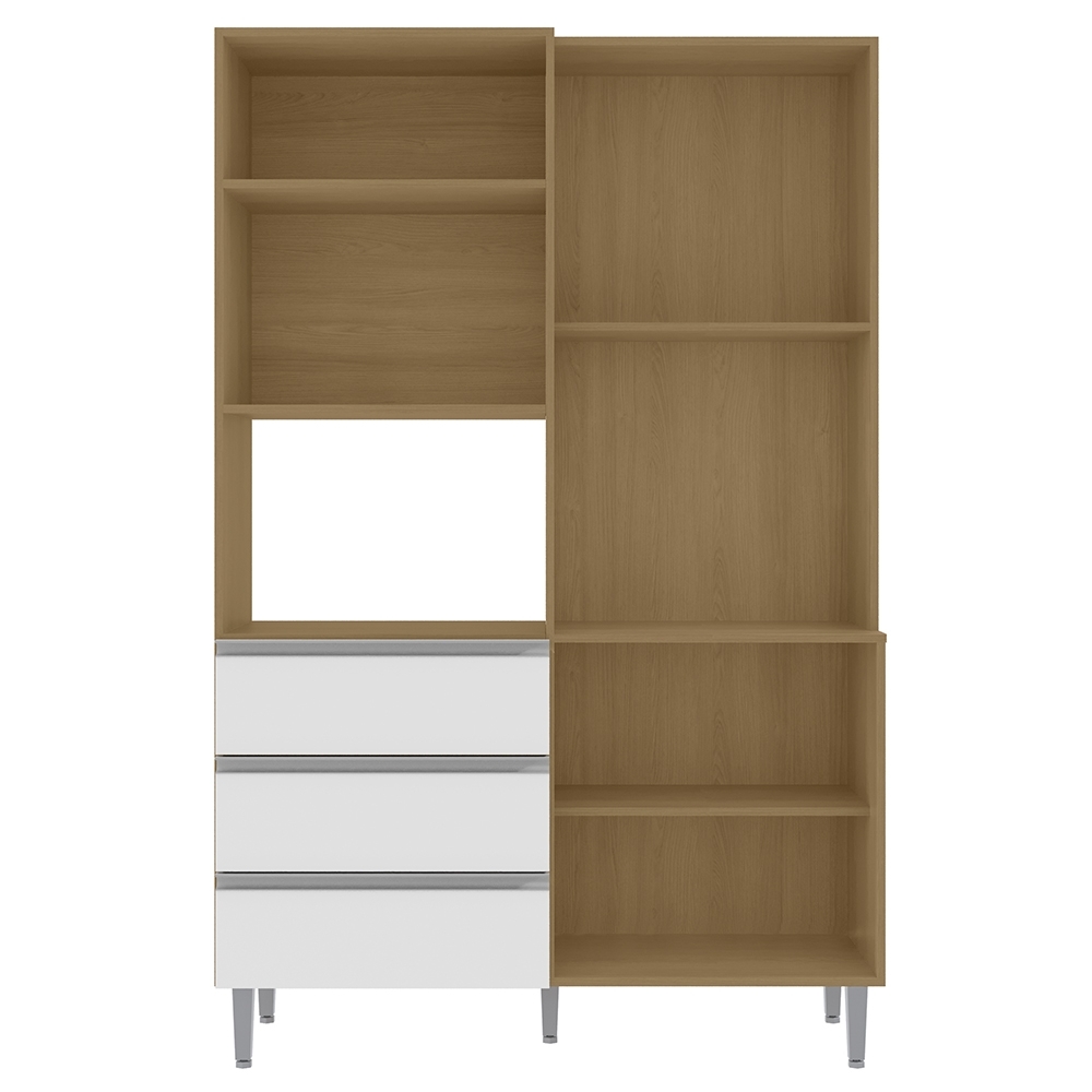 Armário de Cozinha Compacta 120cm 4 Portas Livia Amêndoa/Branco - AJL Móveis