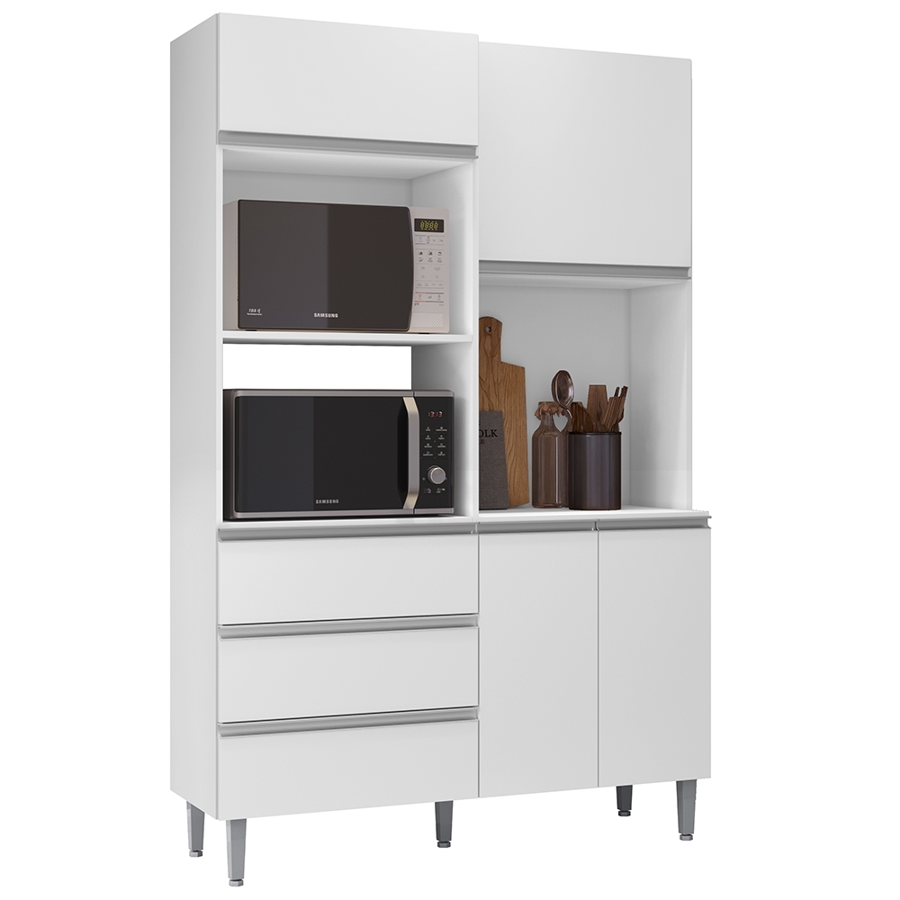 Armário de Cozinha Compacta 120cm 4 Portas Livia Branco - AJL Móveis