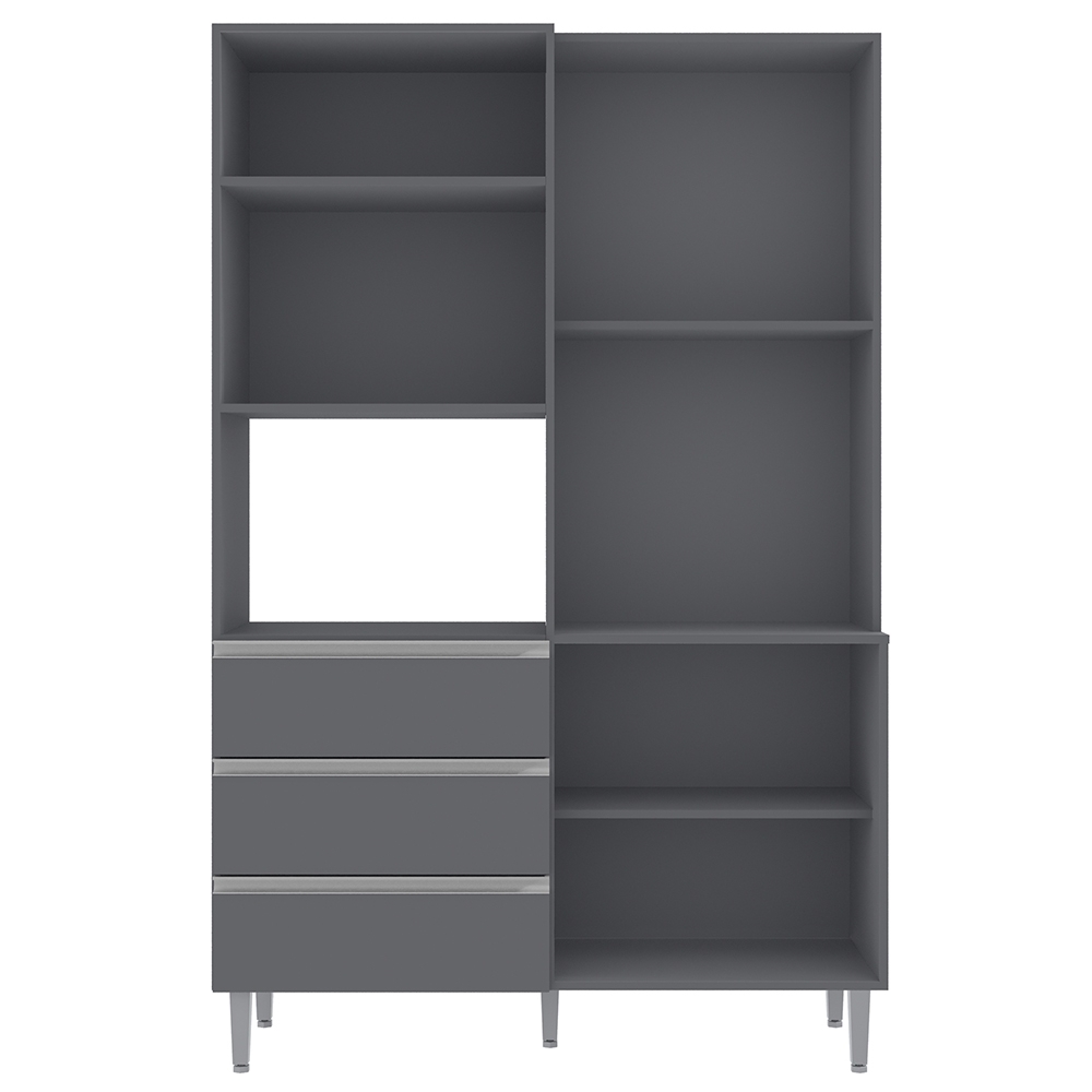 Armário de Cozinha Compacta 120cm 4 Portas Livia Cinza - AJL Móveis