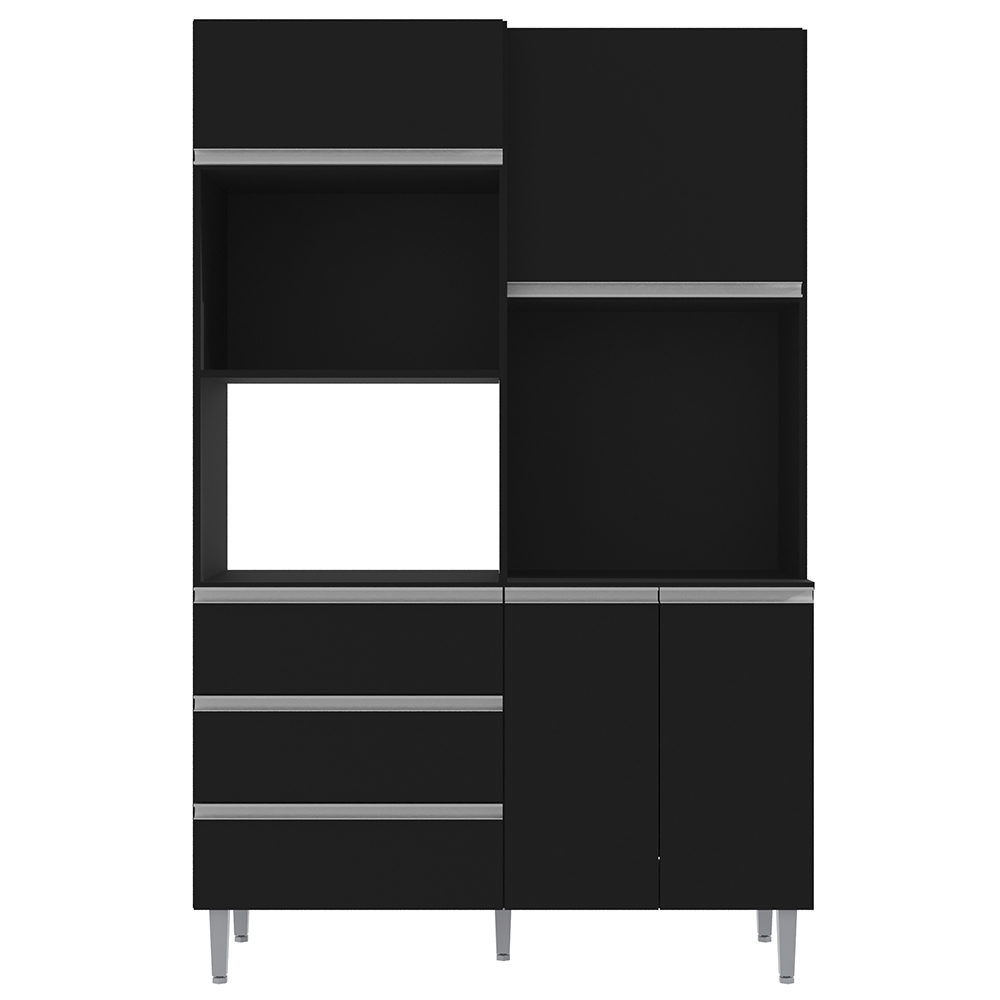 Armário de Cozinha Compacta 120cm 4 Portas Livia Preto - AJL Móveis