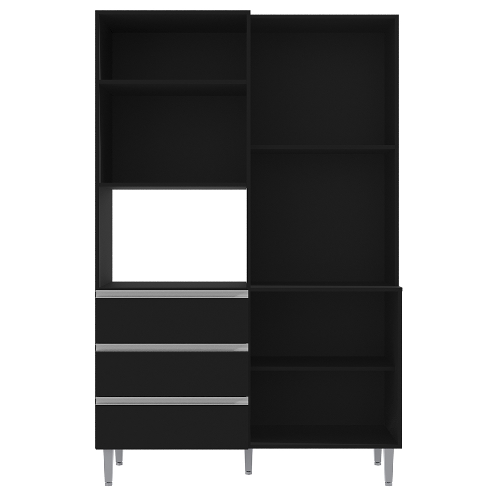 Armário de Cozinha Compacta 120cm 4 Portas Livia Preto - AJL Móveis