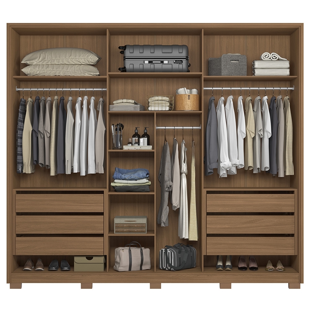 Guarda Roupa Casal 260cm 3 Portas Nevali Carvalho/Fendi Z17 - Mpozenato