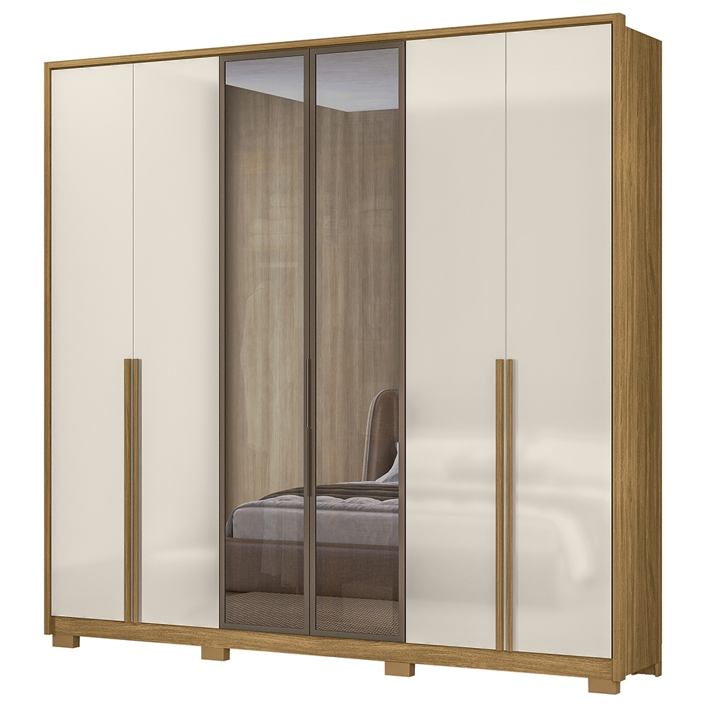 Guarda Roupa Casal 240cm 6 Portas Saara Freijó/Off Z17 - Mpozenato