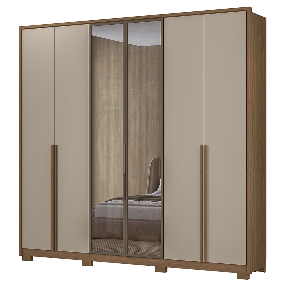 Guarda Roupa Casal 240cm 6 Portas Saara Carvalho/Fendi Z17 - Mpozenato