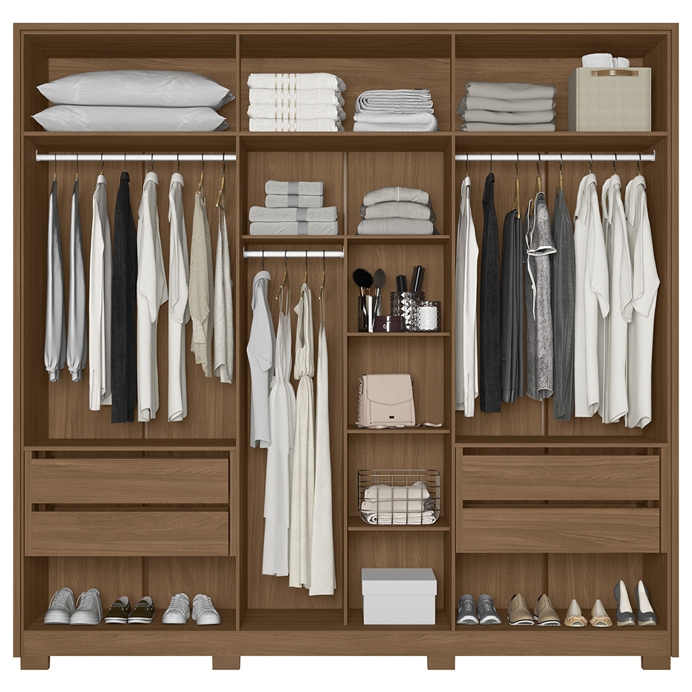 Guarda Roupa Casal 240cm 6 Portas Saara Carvalho/Fendi Z17 - Mpozenato
