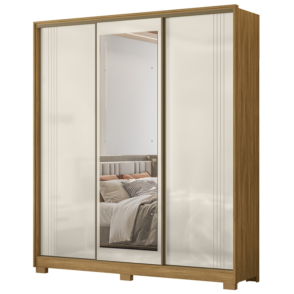 Guarda Roupa Casal 195cm 3 Portas Darlan Freijó/Off Z17 - Mpozenato
