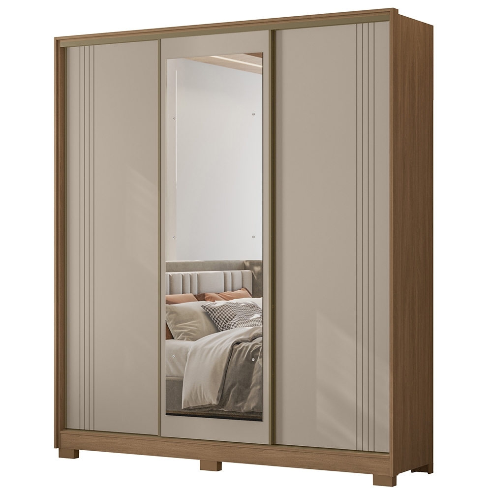 Guarda Roupa Casal 195cm 3 Portas Darlan Carvalho/Fendi Z17 - Mpozenato