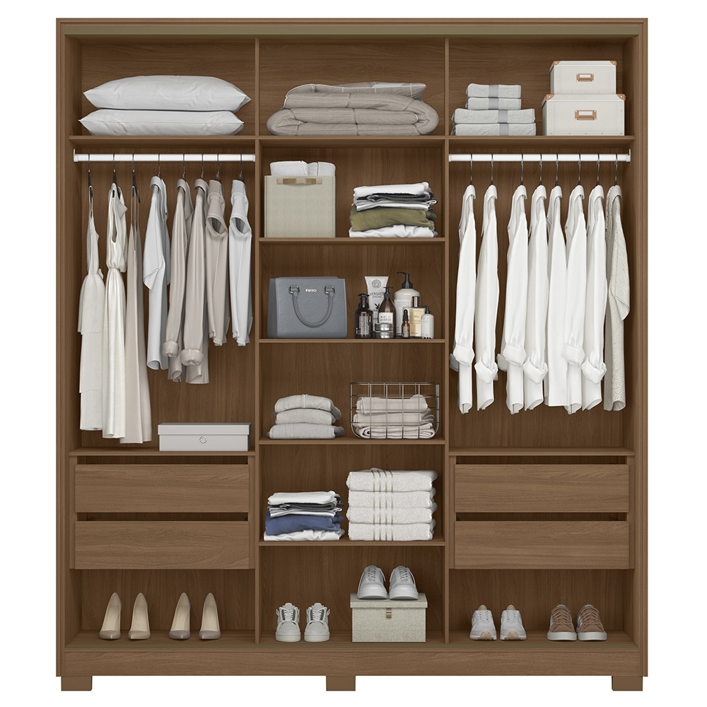 Guarda Roupa Casal 195cm 3 Portas Darlan Carvalho/Fendi Z17 - Mpozenato