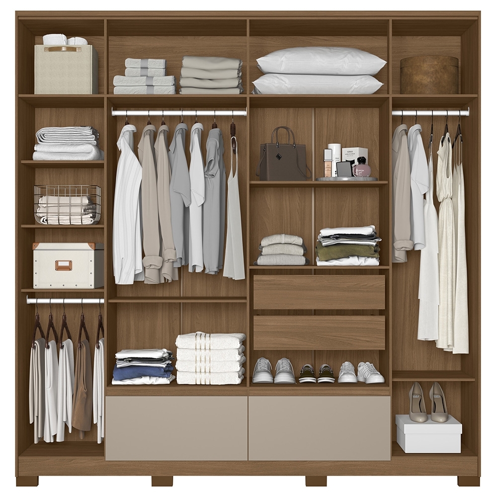 Guarda Roupa Casal 217cm com Espelho Denali Carvalho/Fendi Z17 - Mpozenato