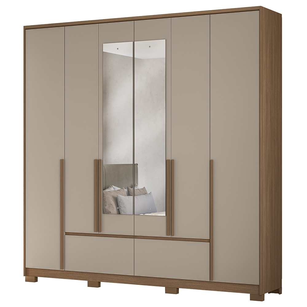 Guarda Roupa Casal 217cm com Espelho Denali Carvalho/Fendi Z17 - Mpozenato