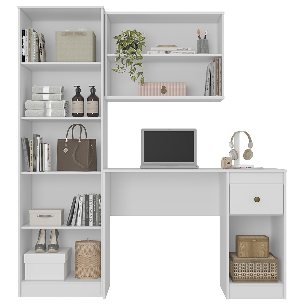 Mesa Escrivaninha 162cm Bancada de Estudo Colmar Branco Z17 - Mpozenato