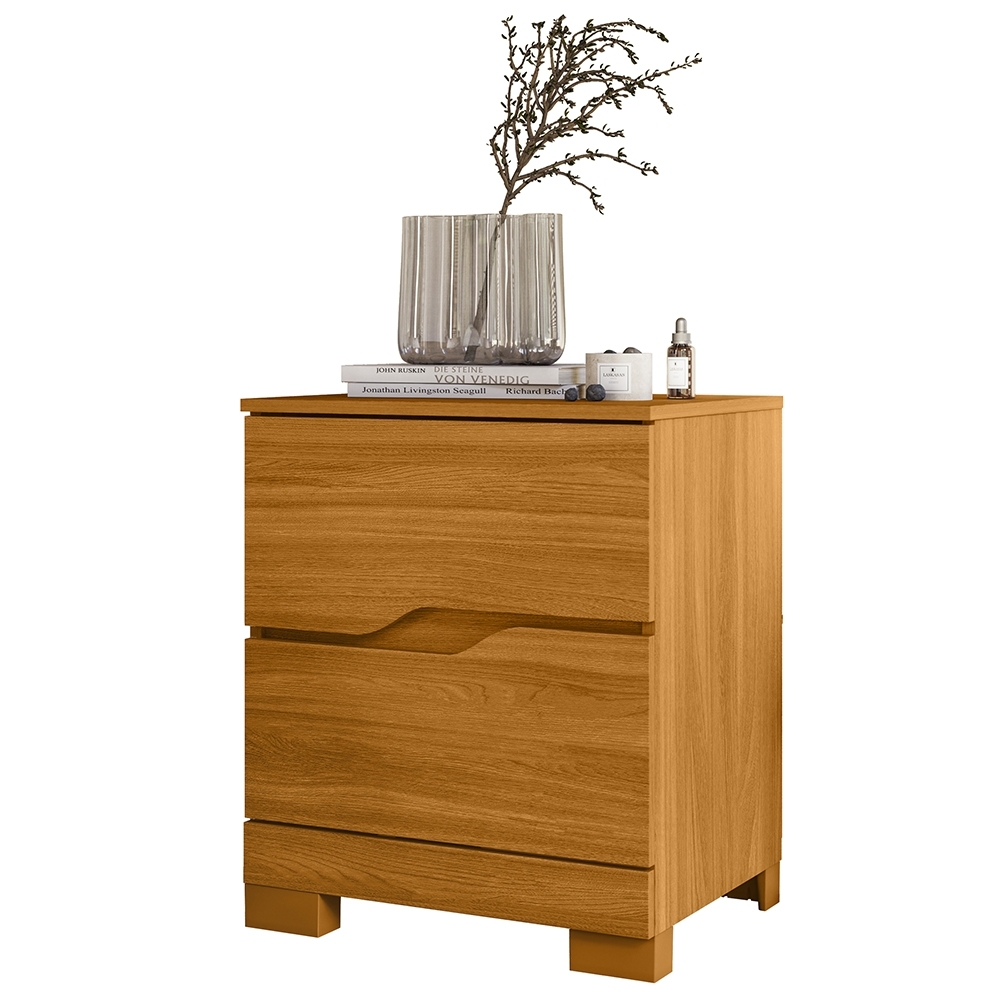Mesa Cabeceira Para Quarto 51cm 2 Gavetas Athenas Cinamomo Z17 - Mpozenato