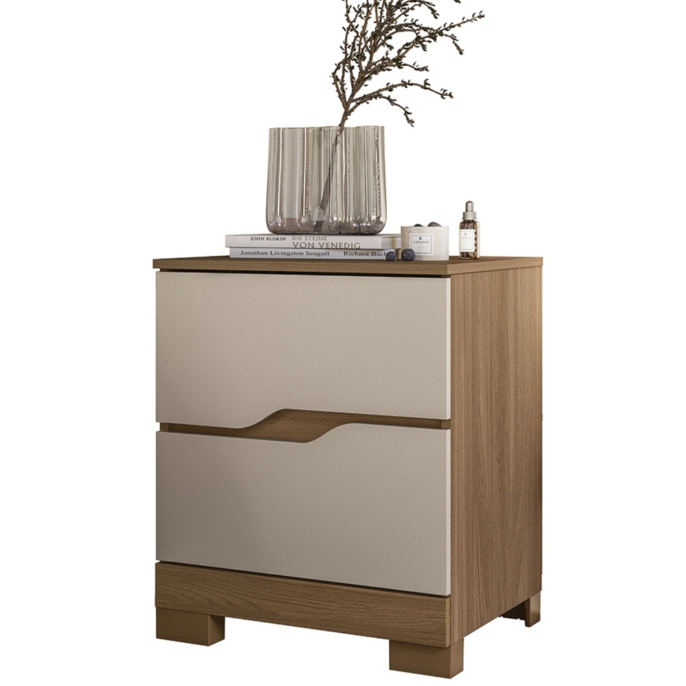 Mesa Cabeceira Para Quarto 51cm 2 Gavetas Athenas Cv/Fendi Z17 - Mpozenato