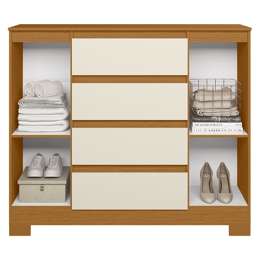 Cômoda Quarto Sapateira 112cm Selene Cinamomo/Off A02 - Mpozenato