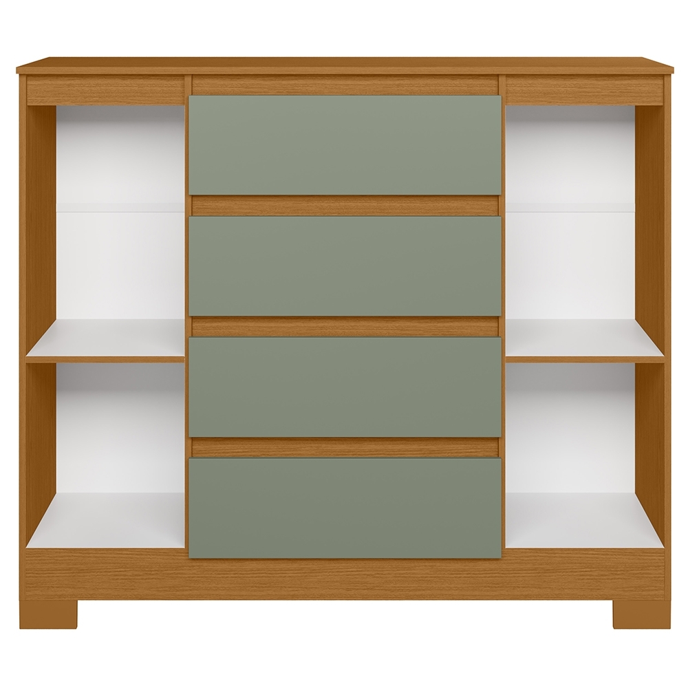 Cômoda Quarto Sapateira 112cm Selene Cinamomo/Sálvia A02 - Mpozenato