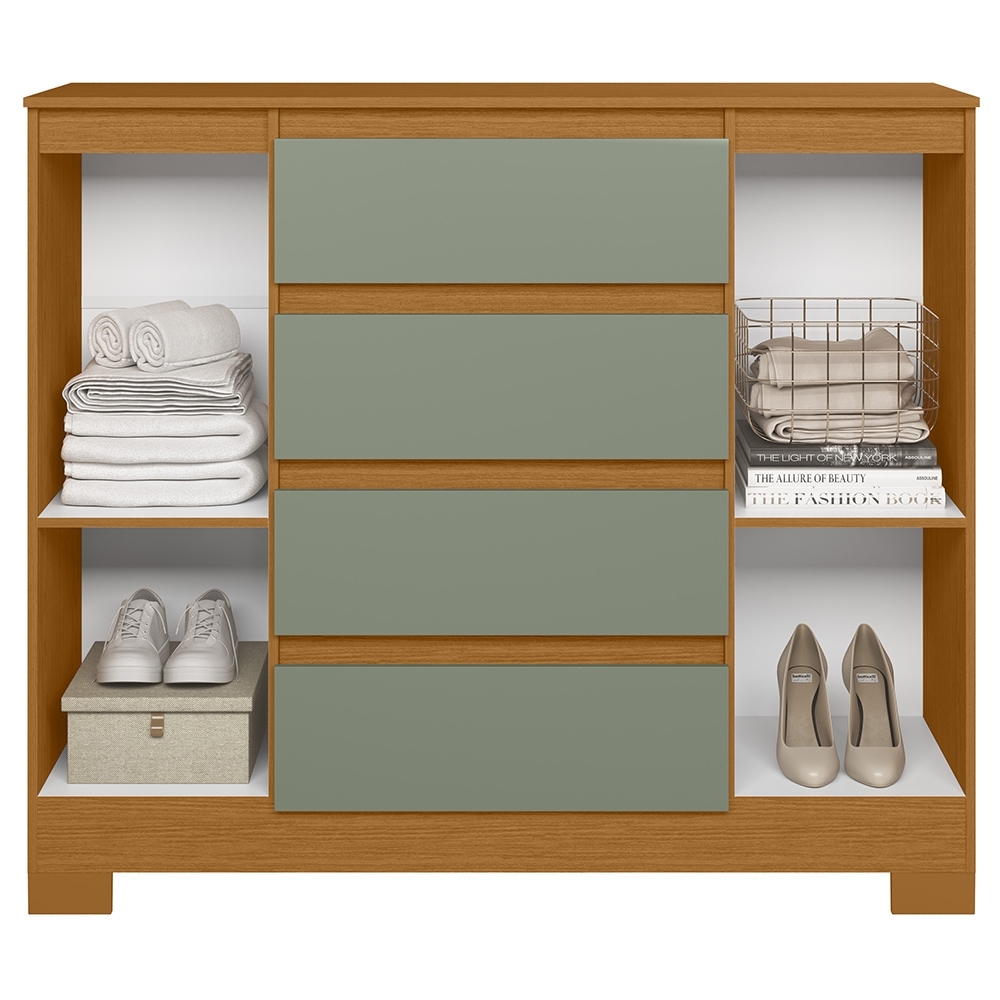 Cômoda Quarto Sapateira 112cm Selene Cinamomo/Sálvia A02 - Mpozenato
