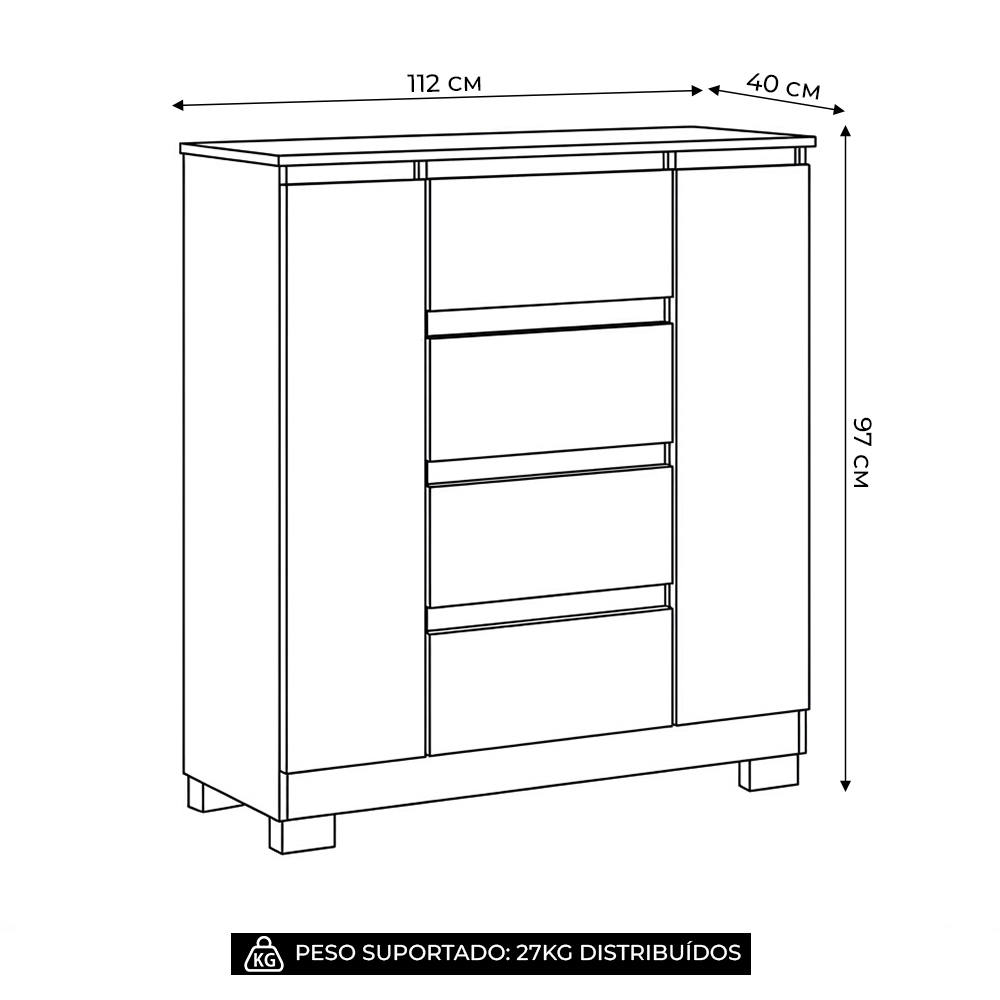 Cômoda Quarto Sapateira 112cm Selene Cinamomo/Sálvia A02 - Mpozenato