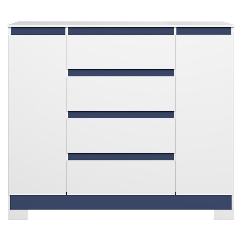 Cômoda Quarto Sapateira 112cm Selene Flex Branco/Titanium/Rosa/Azul A02 - Mpozenato