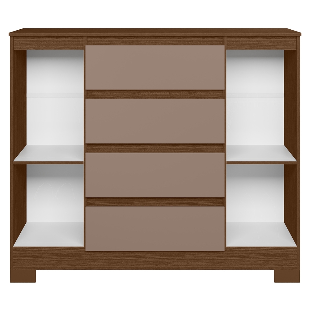 Cômoda Quarto Sapateira 112cm Selene Nogueira/Cappuccino A02 - Mpozenato