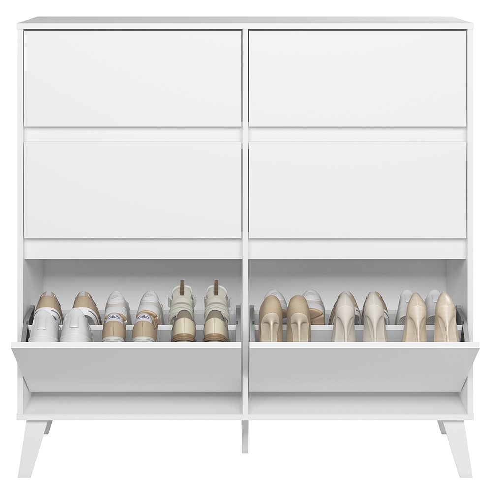 Cômoda Quarto Sapateira 120cm 4 Gavetas 2 Portas Dalia Branco A02 - Mpozenato