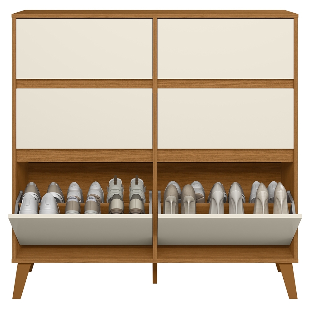 Cômoda Quarto Sapateira 120cm 4 Gavetas 2 Portas Dalia Cinamomo/OffA02 - Mpozenato