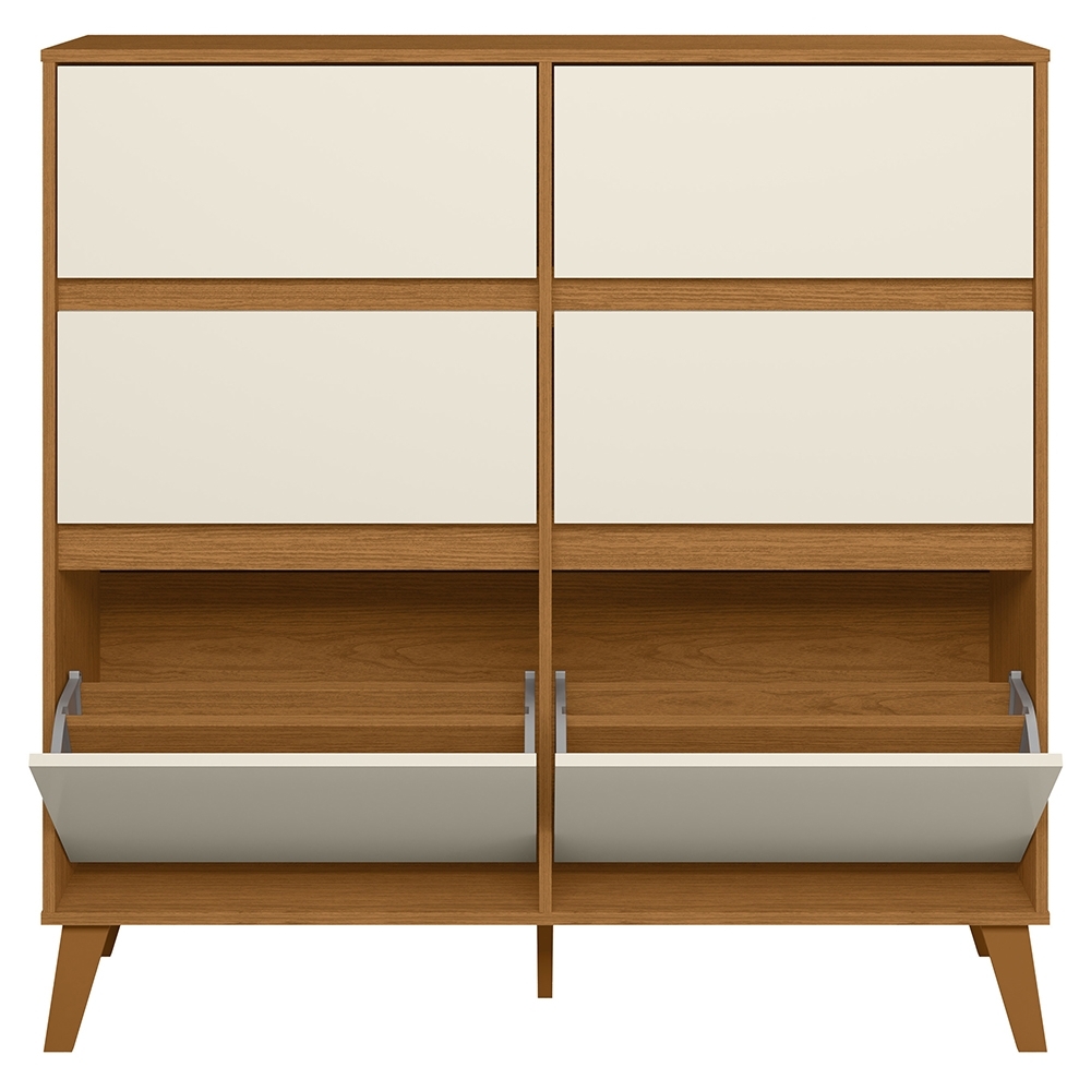 Cômoda Quarto Sapateira 120cm 4 Gavetas 2 Portas Dalia Cinamomo/OffA02 - Mpozenato