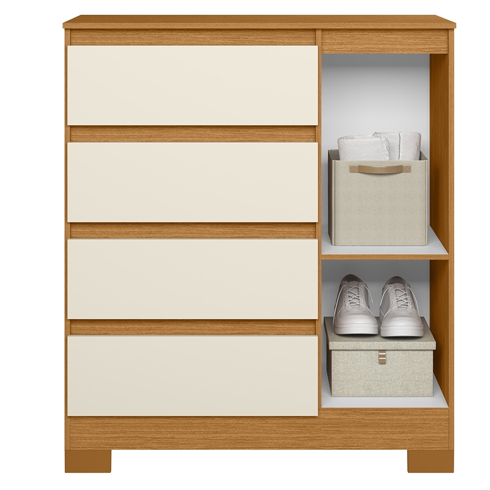 Cômoda Quarto Sapateira 84cm Lipion Cinamomo/Off A02 - Mpozenato