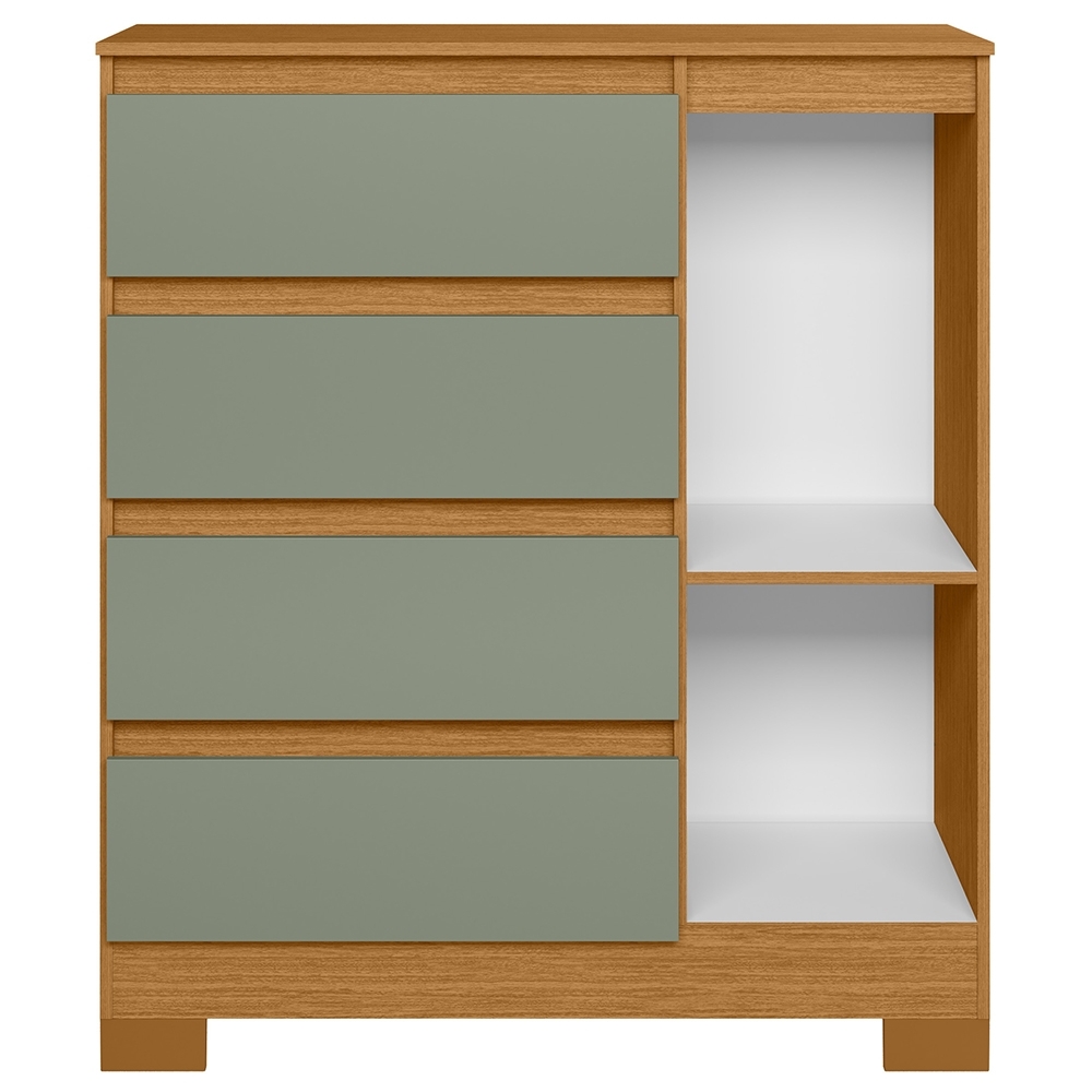 Cômoda Quarto Sapateira 84cm Lipion Cinamomo/Sálvia A02 - Mpozenato