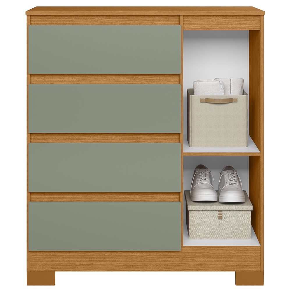 Cômoda Quarto Sapateira 84cm Lipion Cinamomo/Sálvia A02 - Mpozenato