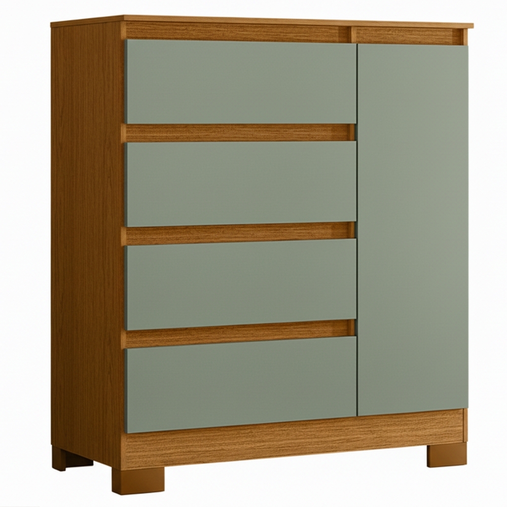 Cômoda Quarto Sapateira 84cm Lipion Cinamomo/Sálvia A02 - Mpozenato