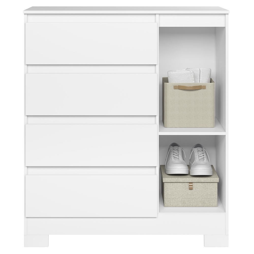 Cômoda Quarto Sapateira 84cm Lipion Flex Branco/Titanium/Rosa/Azul A02 - Mpozenato