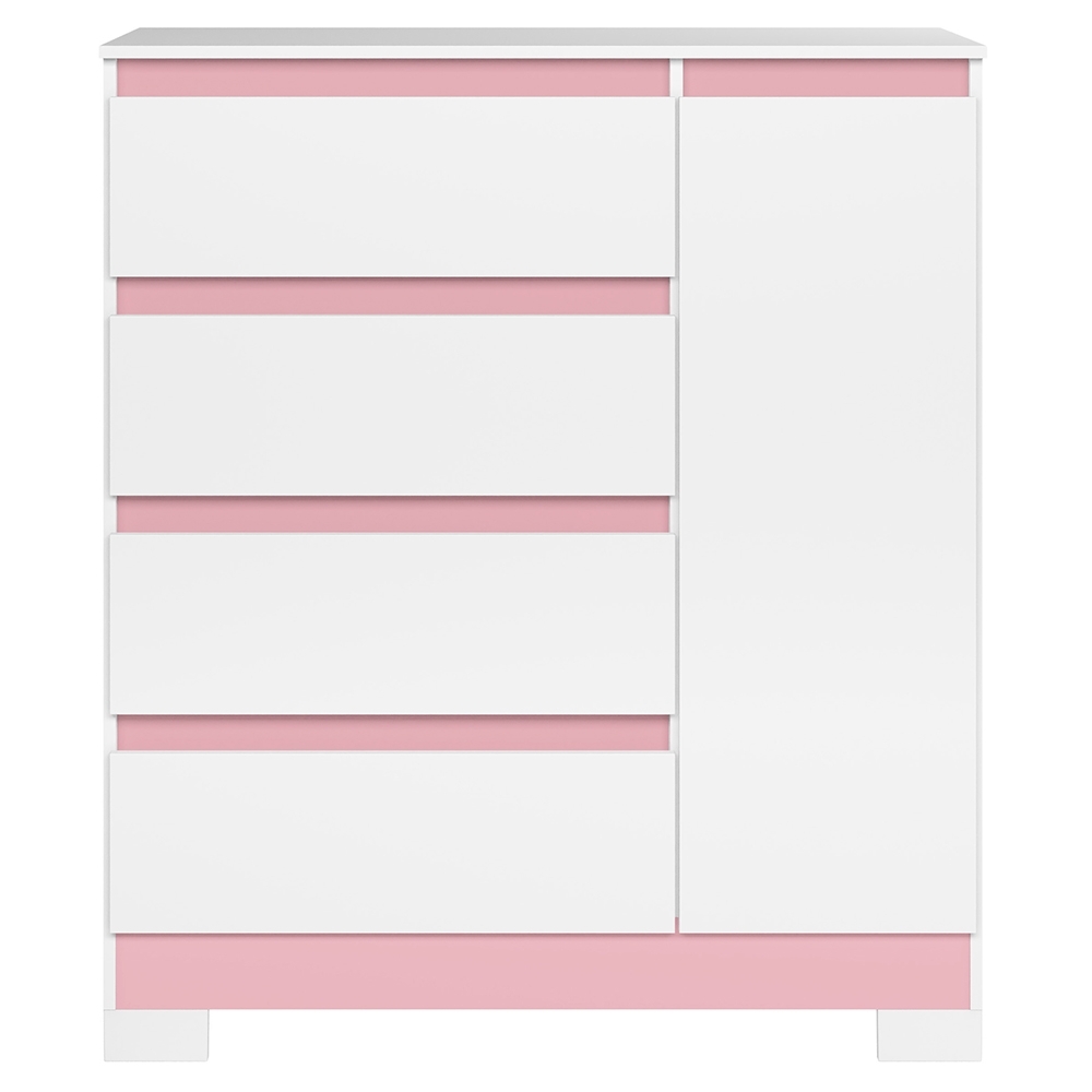 Cômoda Quarto Sapateira 84cm Lipion Flex Branco/Titanium/Rosa/Azul A02 - Mpozenato