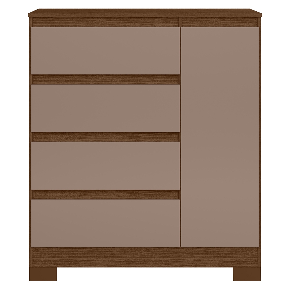 Cômoda Quarto Sapateira 84cm Lipion Nogueira/Cappuccino A02 - Mpozenato