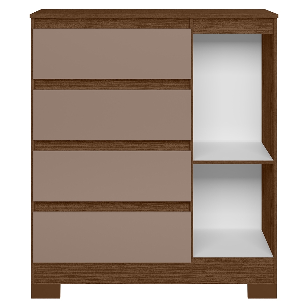 Cômoda Quarto Sapateira 84cm Lipion Nogueira/Cappuccino A02 - Mpozenato